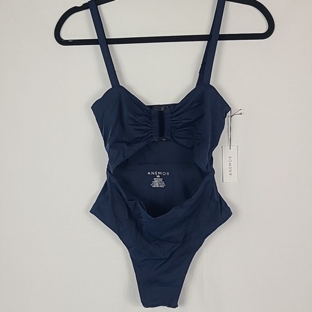$250 Anemos Women's Blue Tortoise Cutout One Piece Swimsuit Size XS